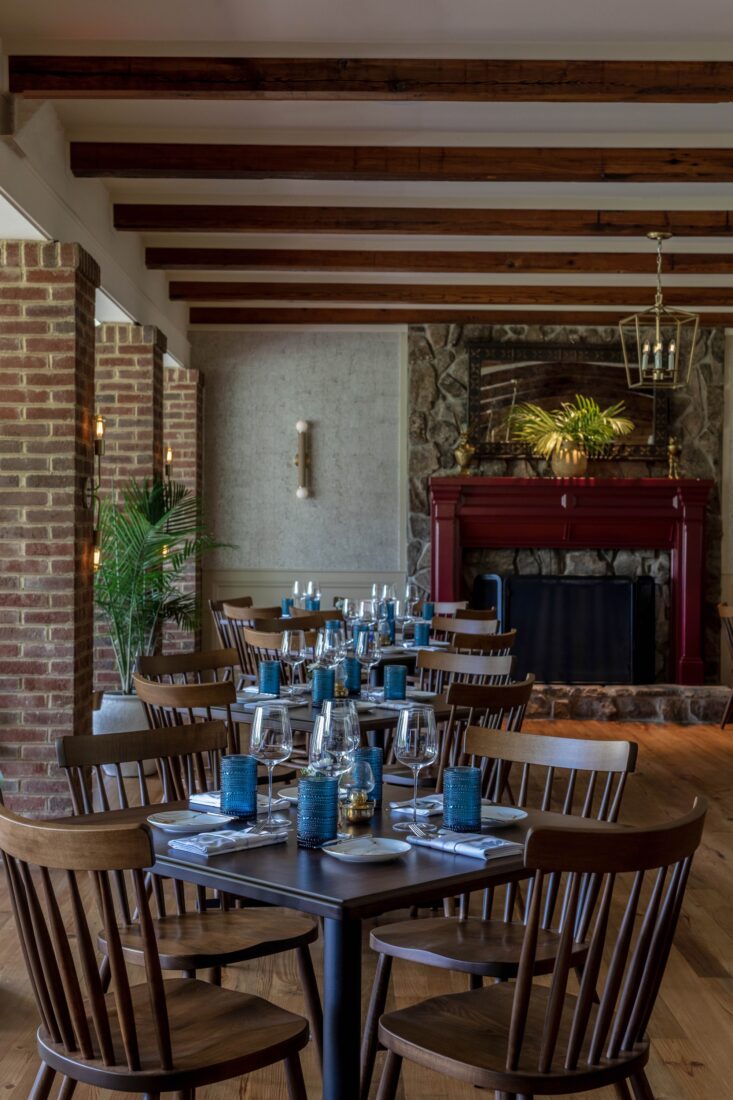 dining room with fireplace