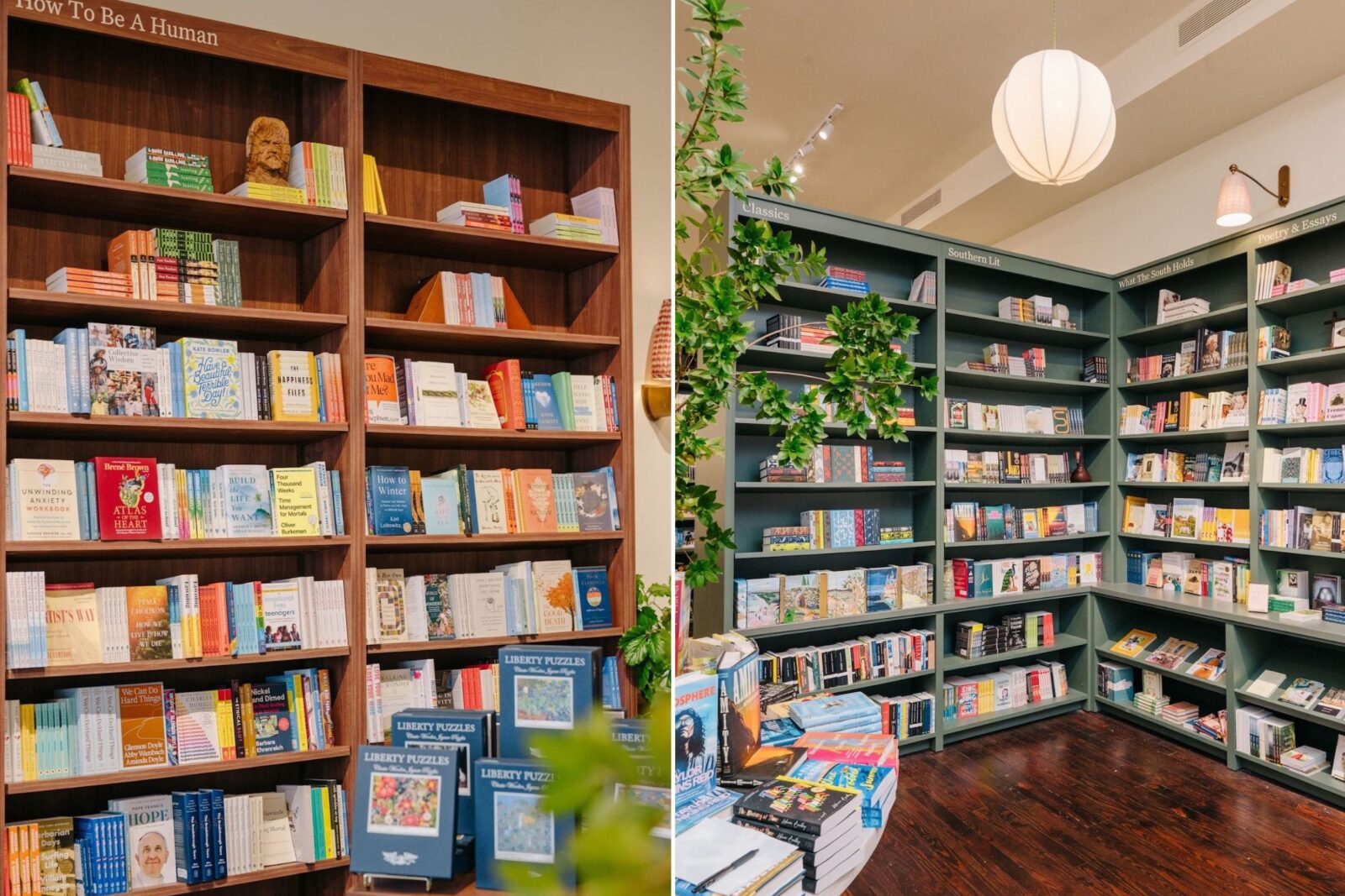 Shelves of books in a store
