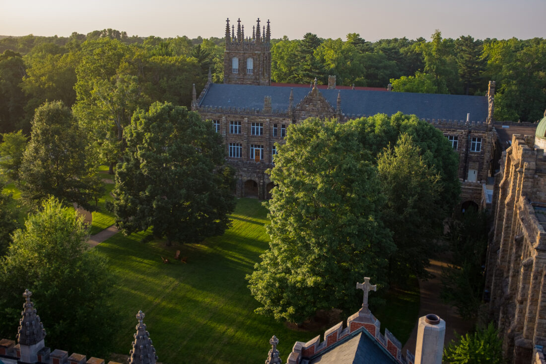 A Gothic Revival–style building on a campus