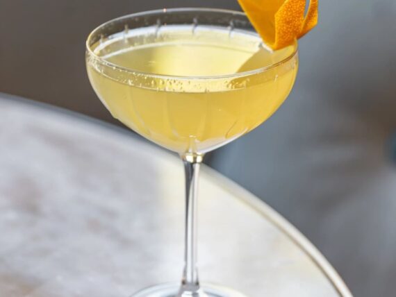 A cocktail on a table