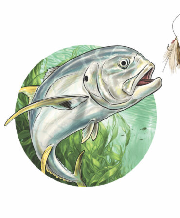 An illustration of a fish swimming toward a hook