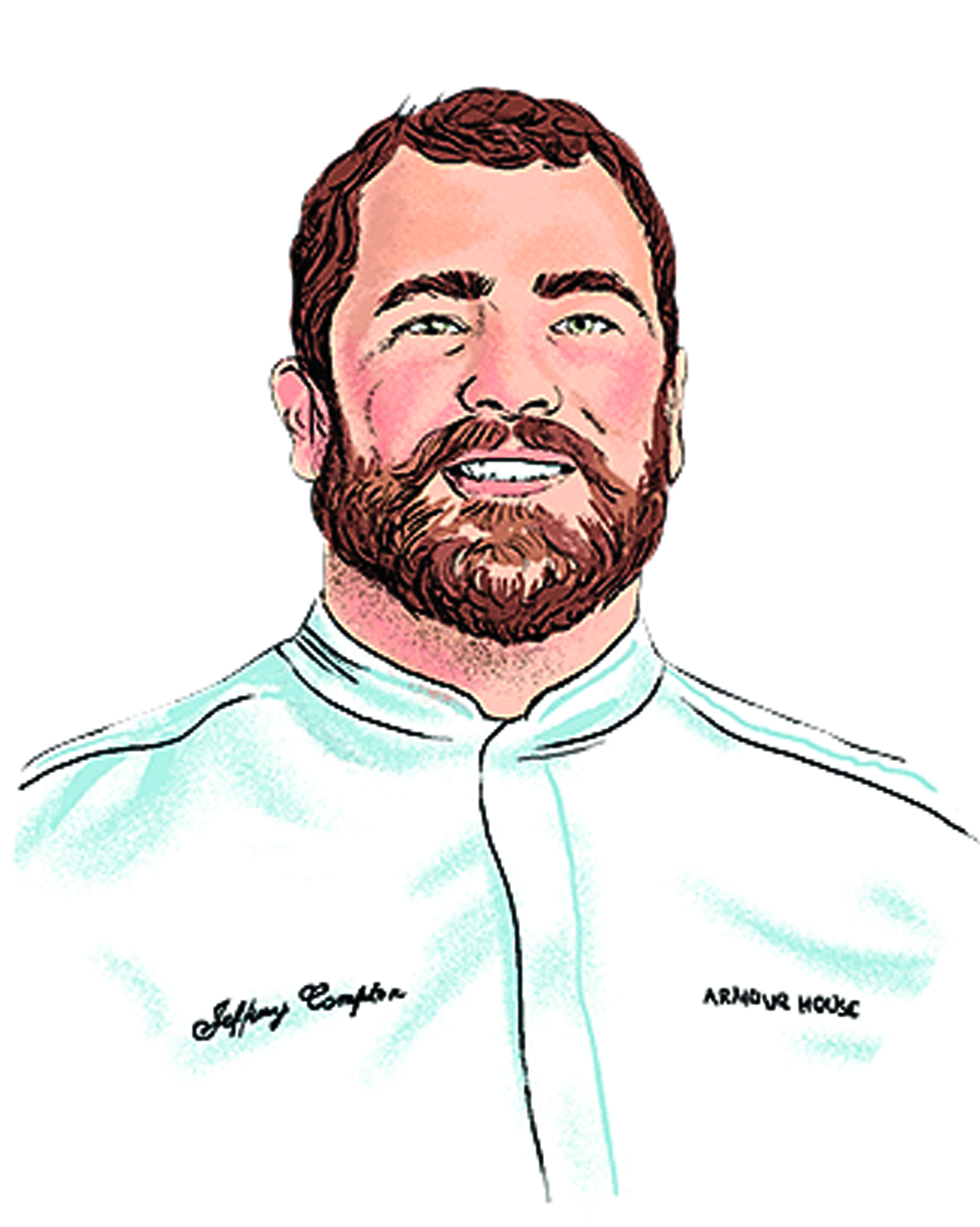 a portrait of a man in a chef's coat