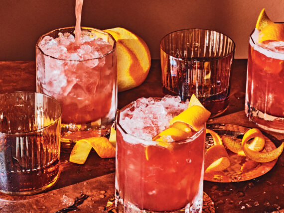 Red cocktails on a red table
