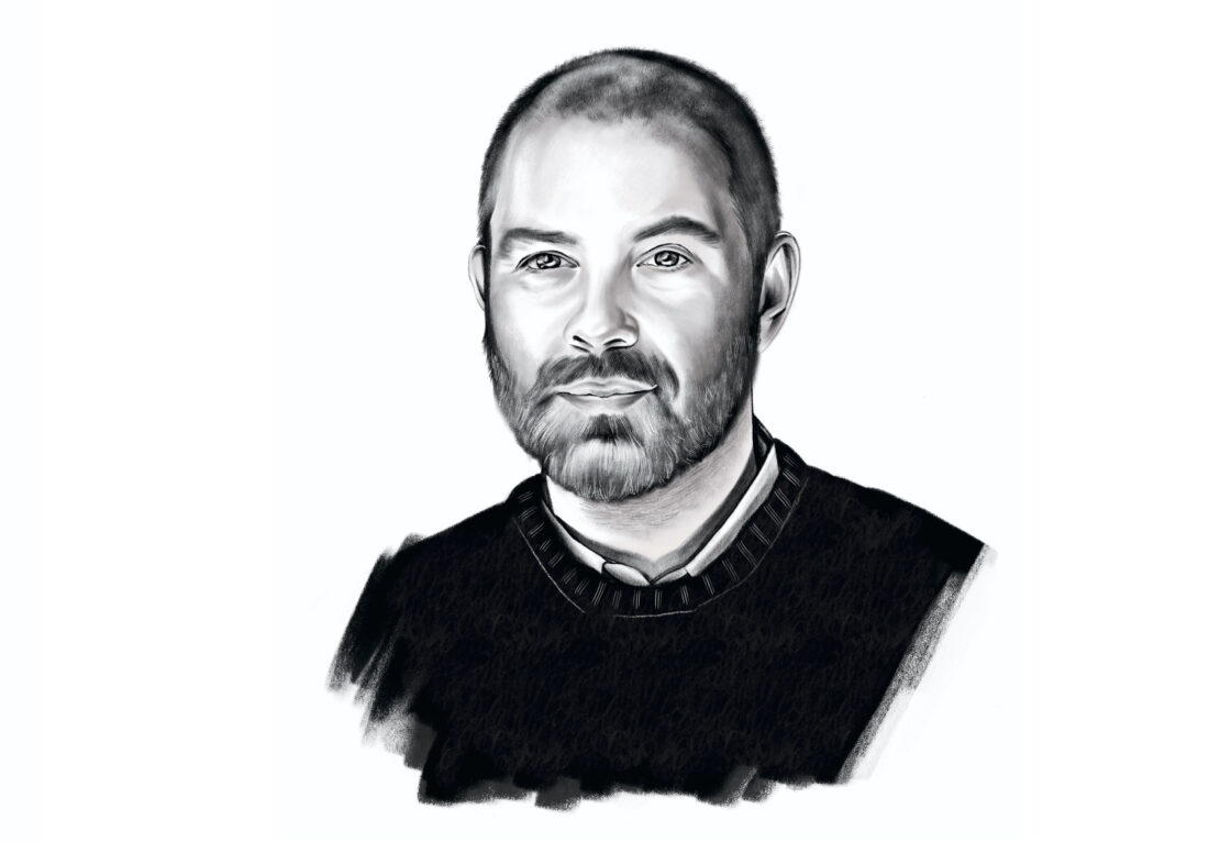 An illustrated portrait of a man